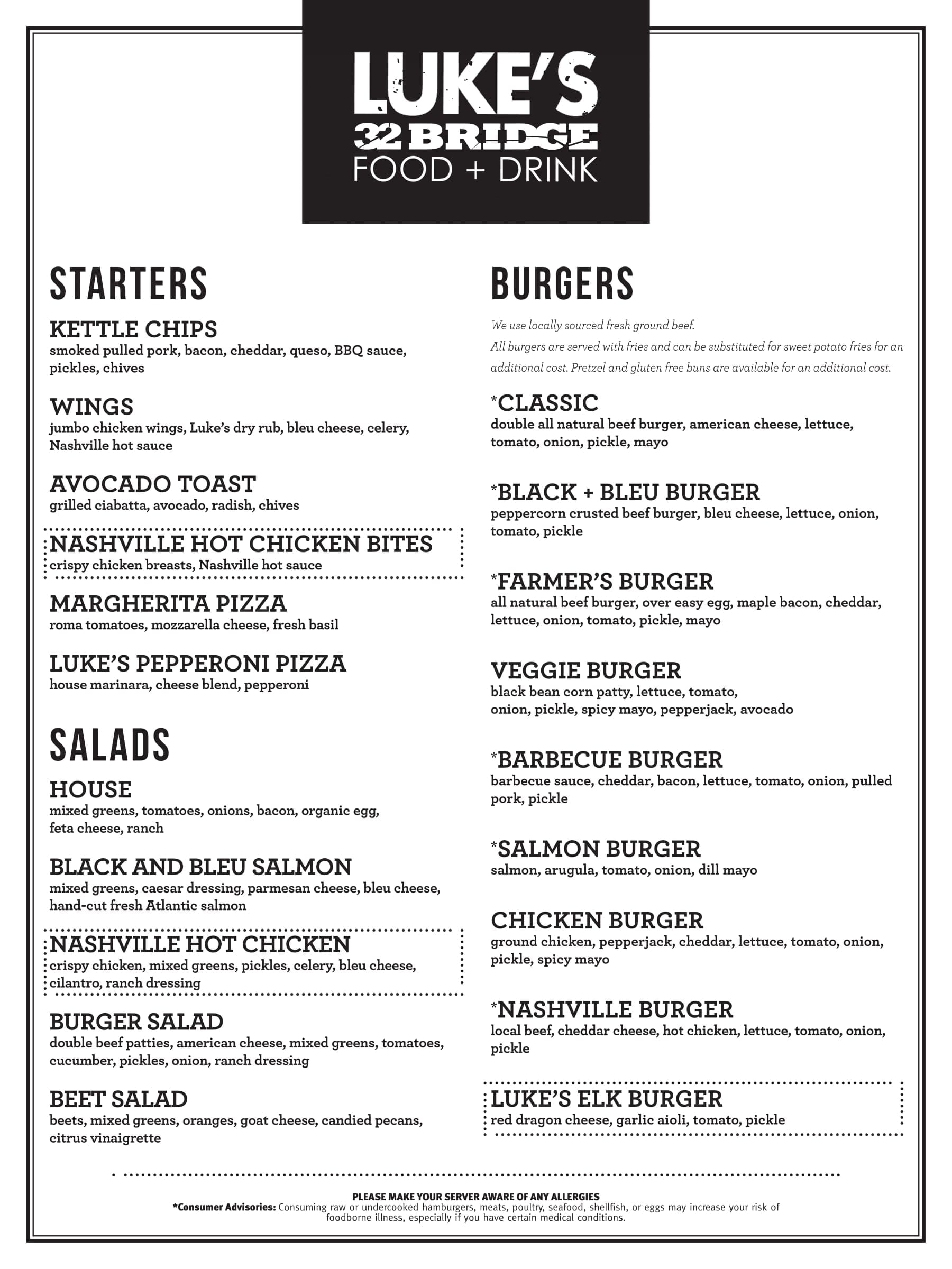 FOOD LUKE'S 32 BRIDGE Food + Drink